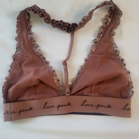 Victoria Secret PINK Women Bra Small Lepoard Bralette Strappy Lace Lightly Lined - Picture 2 of 6